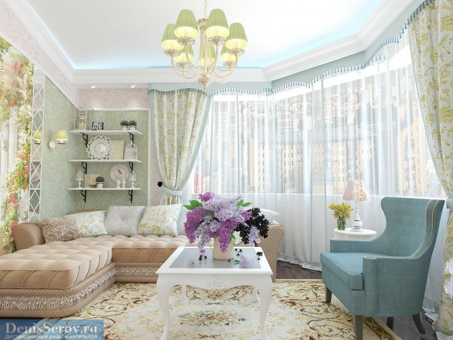 Прованс в интерьере гостиной