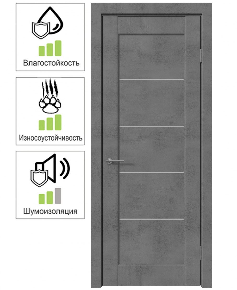 Дверь межкомнатная остекленная Сохо 80x200 см ПВХ цвет лофт светлый