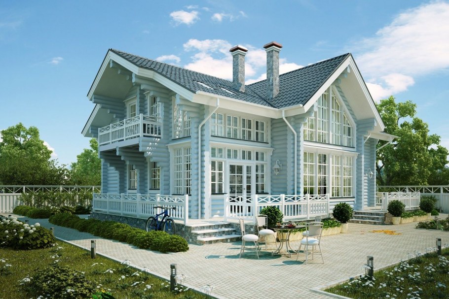 Загородный дом бежевый