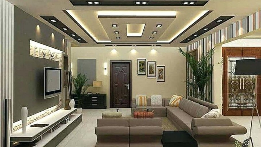 Потолок из гипсокартона гостиная