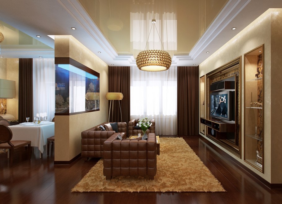 Натяжные потолки в интерьере