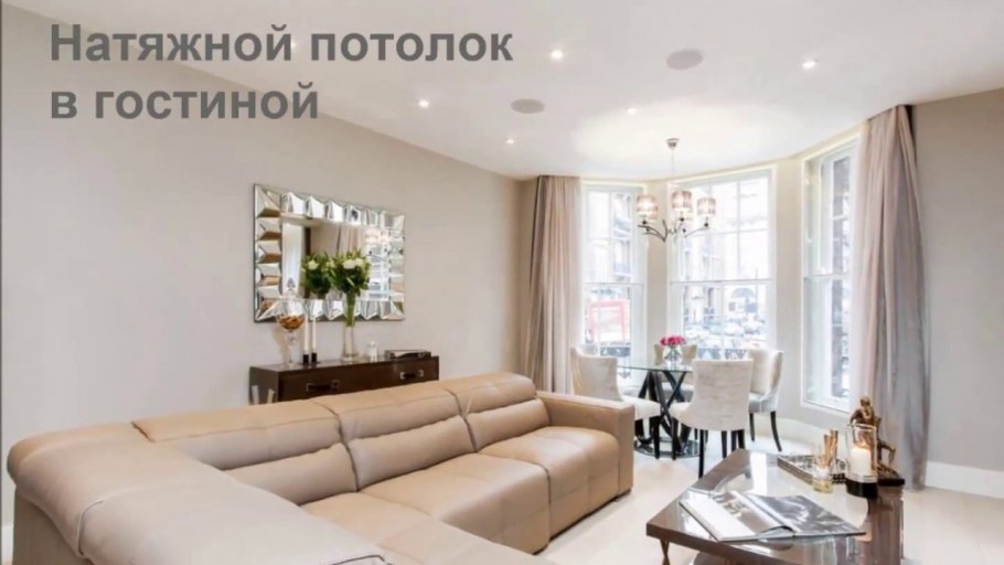 Натяжной потолок в гостиной