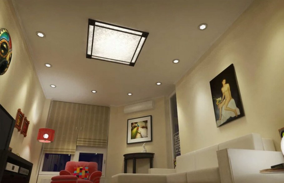 Точечное освещение в гостиной