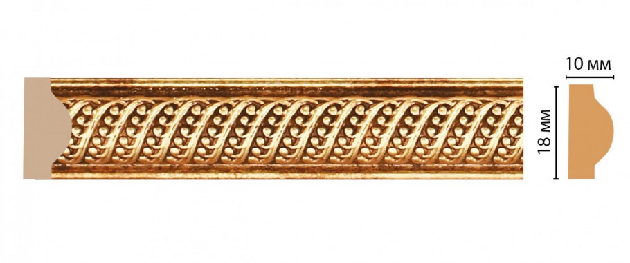 Бордюр 80-1 трельяж, интерьерный багет, "античное золото", 2400 мм/28, w1080-1/g327