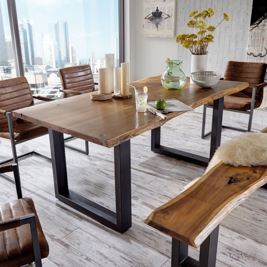 Стол из металла и дерева