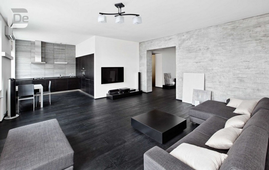 Серый ламинат на стене