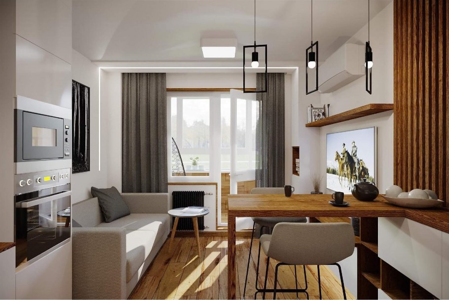 Планировка евротрешки с кухней-гостиной 70 кв