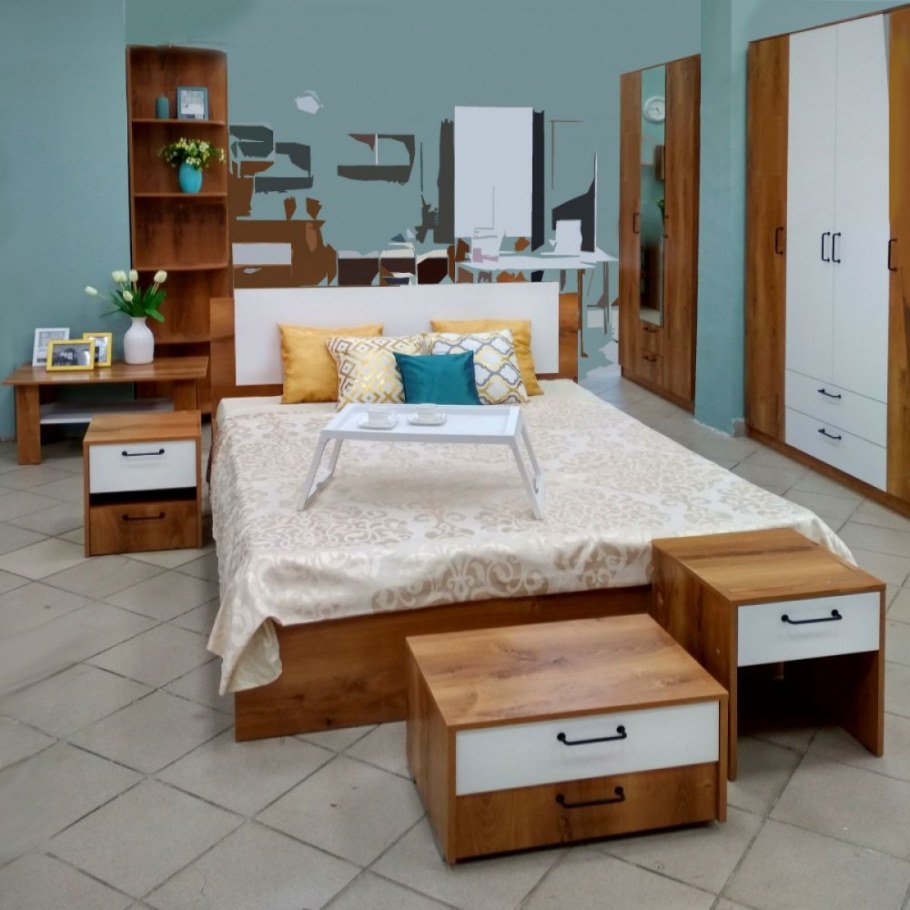 Кровать Сеул-900 дуб Кельтик/белый Экспо ДРЕВ.поры