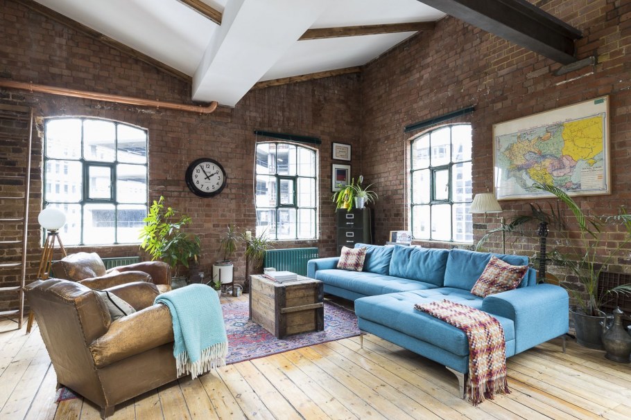 Индустриальный стиль Индастриал интерьер гостиная