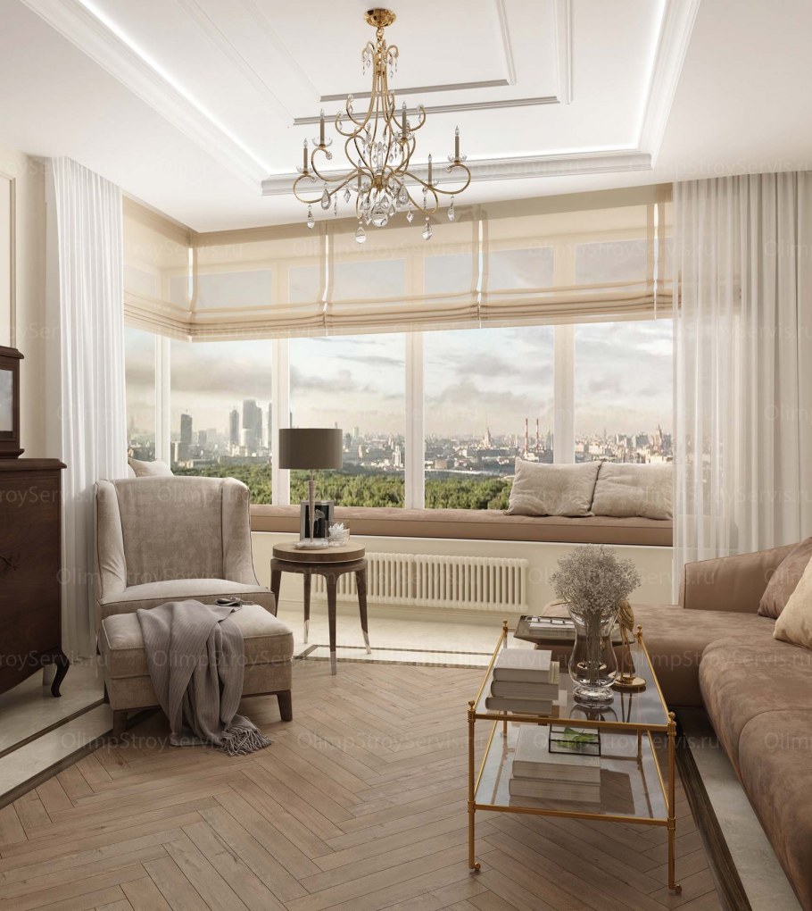 Дизайн гостиной в евротрешке