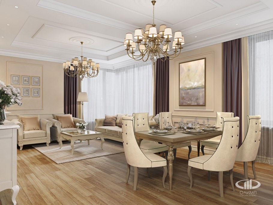 Интерьер современная классика 3d визуализация