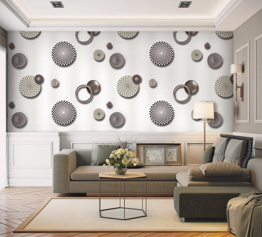 Комбинированные обои круги