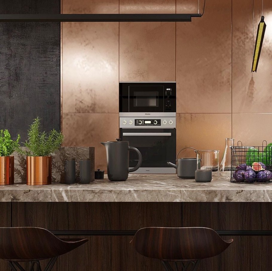 Кухонные фасады под медь