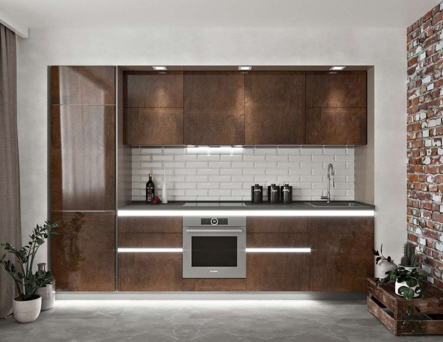 Классическая кухня со стеклянными фасадами