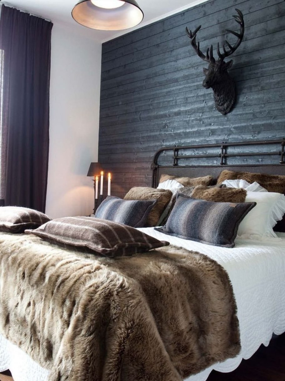 Шкуры в интерьере спальни