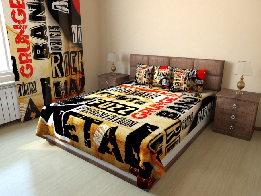 Кровать двуспальная заправленная