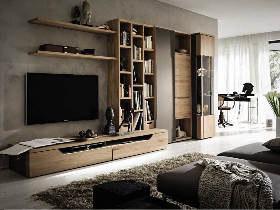 Гостиная из дерева в современном стиле