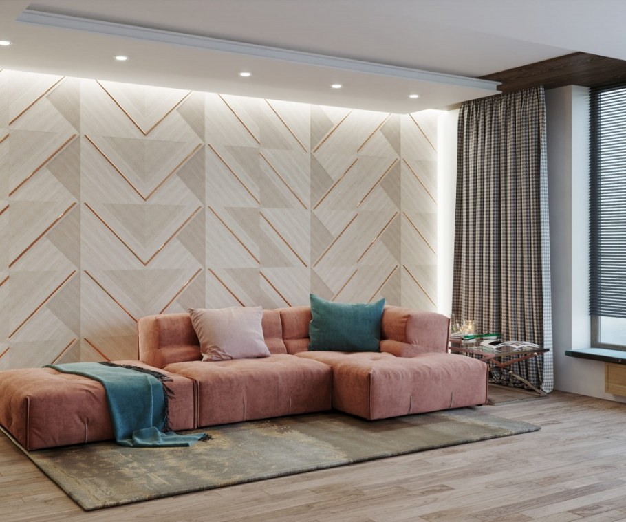Панели в интерьере гостиной