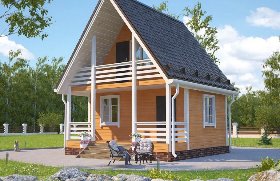 «Дачный» – дом из бруса с мансардой 6х6