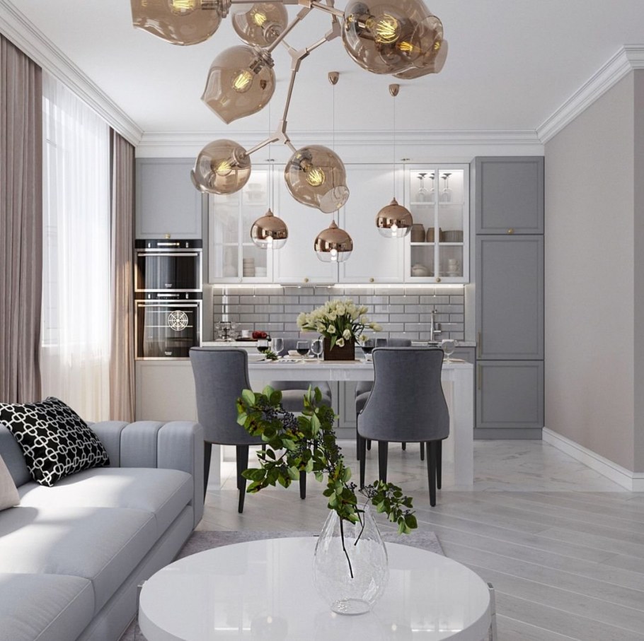 Кухня гостиная икеа 20м