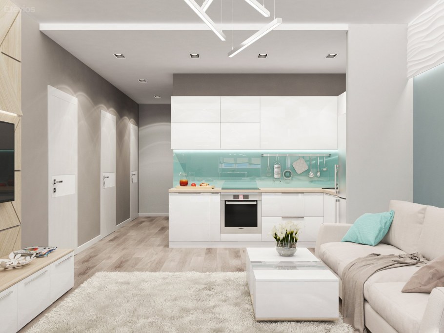 Кухни гостиные в светлых тонах