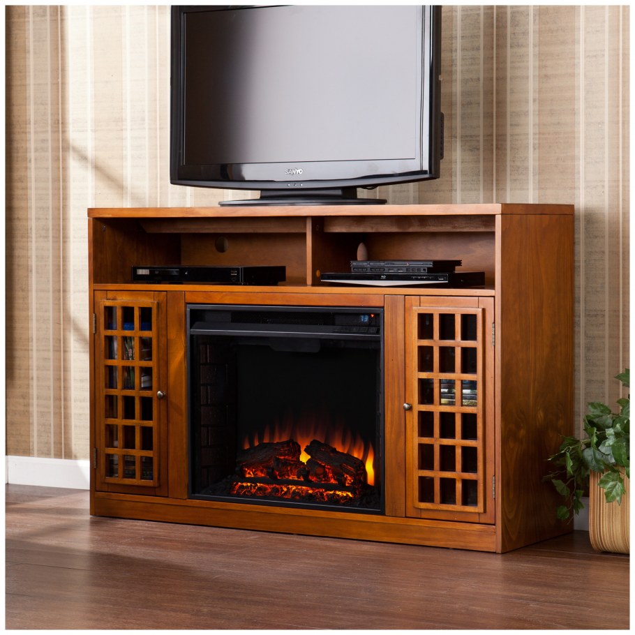 Электрокамин с полками