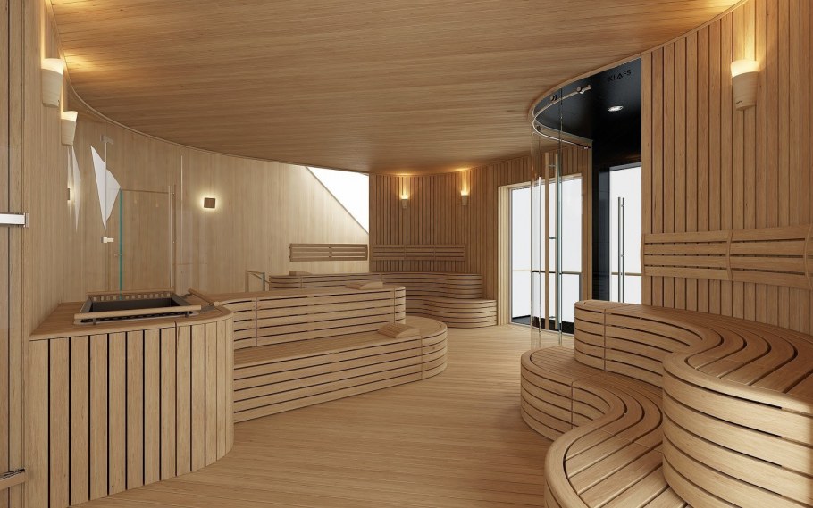 Интерьер бассейна в бане