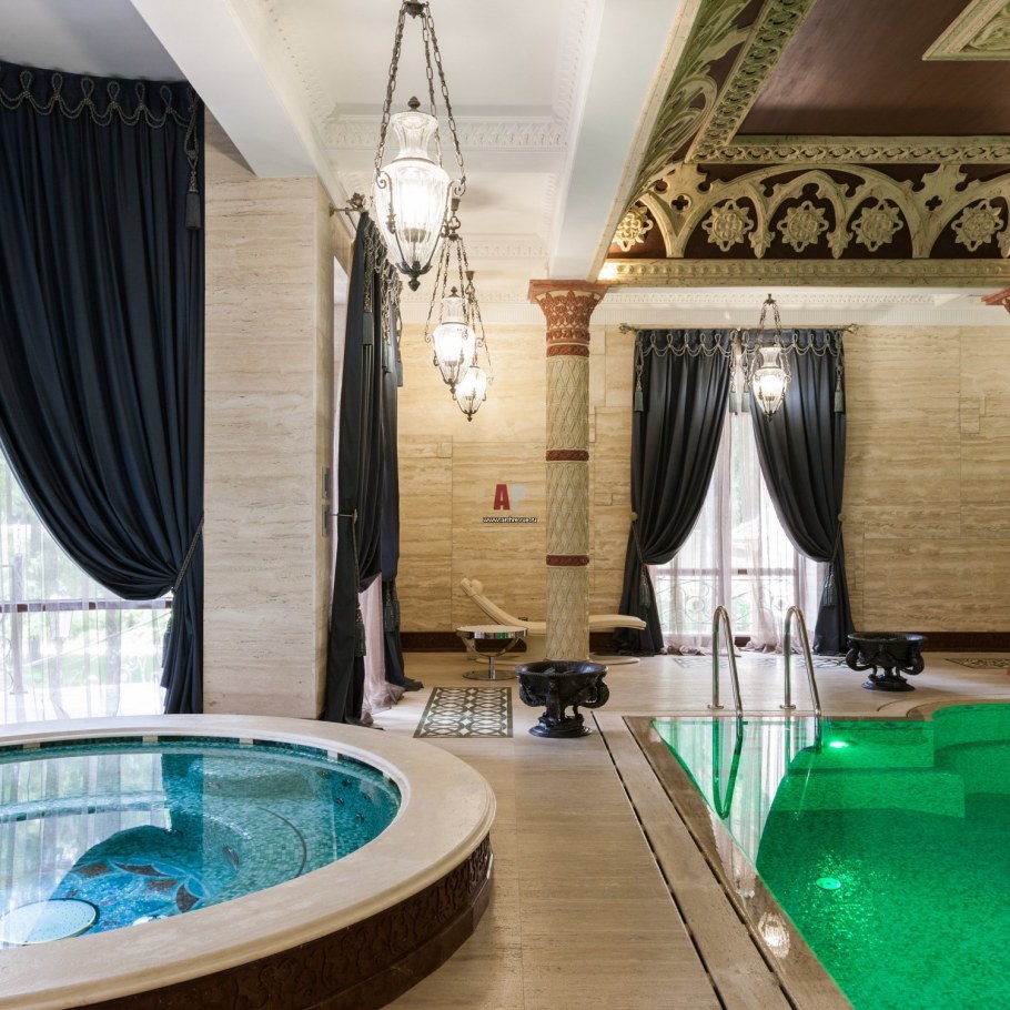 Сауна с бассейном в частном доме