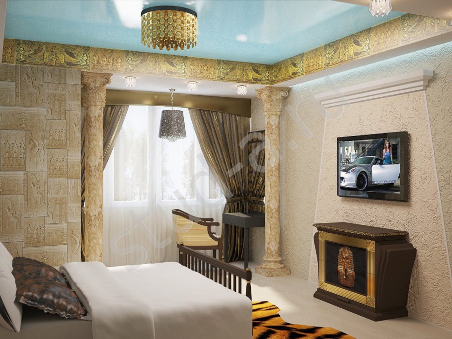 Египетский стиль в интерьере гостиной