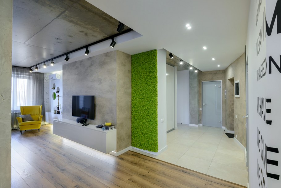 Бетонные балки в интерьере квартиры