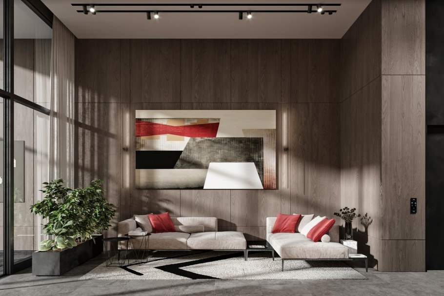 Конструктивизм в интерьере гостиной