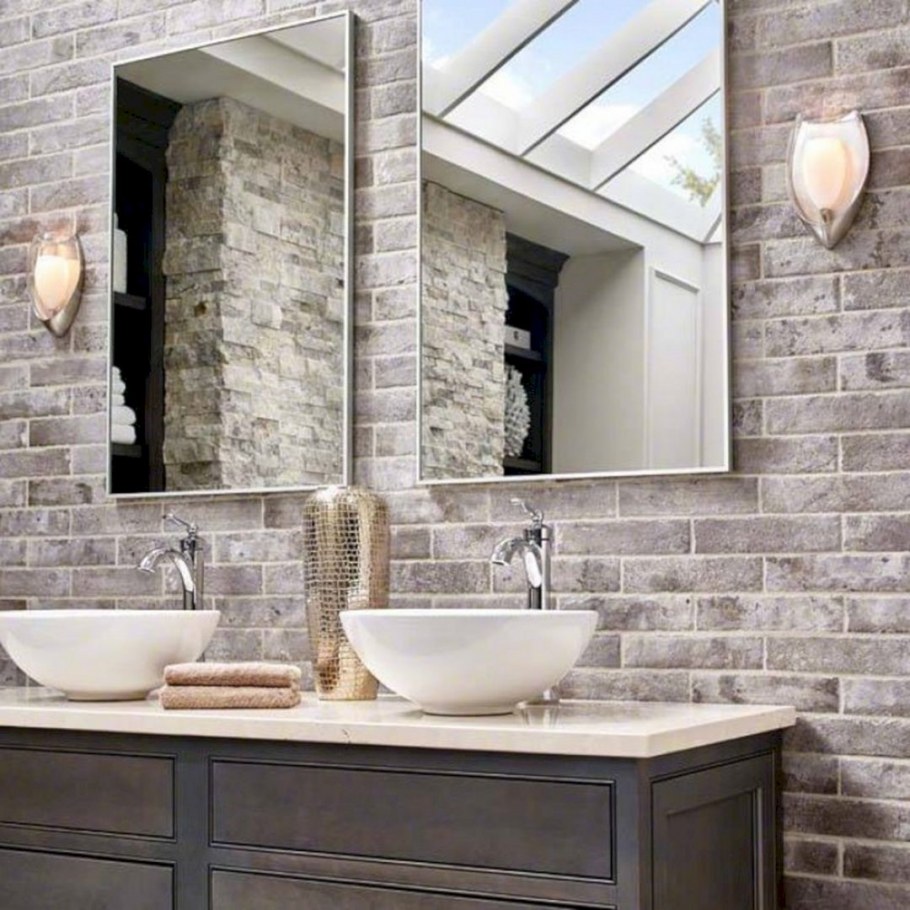 Клинкерный кирпич в ванной