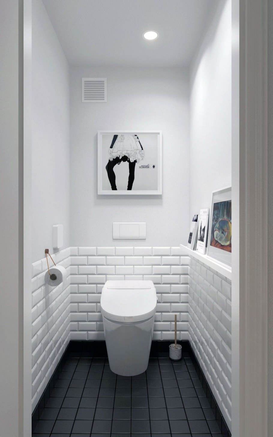 Туалет в стиле белый кирпич