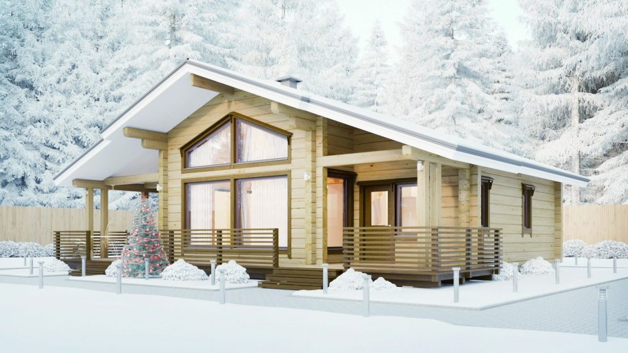 Одноэтажный дом Шале из клееного бруса 100 кв м