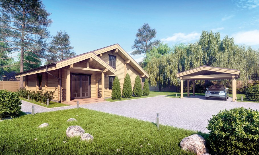 Проект дом Шале одноэтажный 100м2