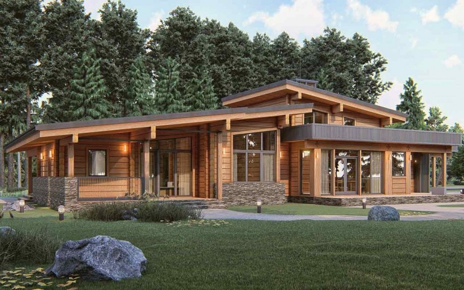 Проект бани Шале из клееного бруса