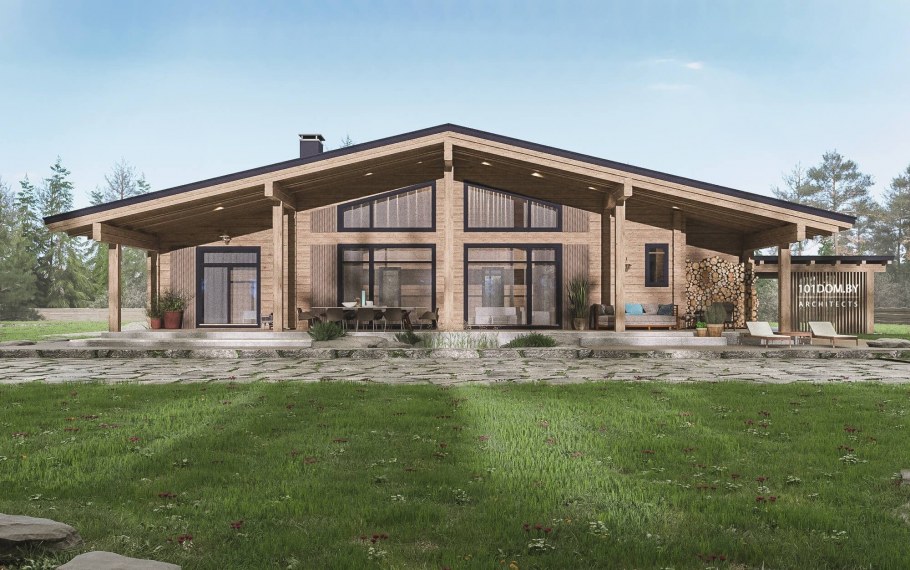 Дом Шале из бруса 100кв