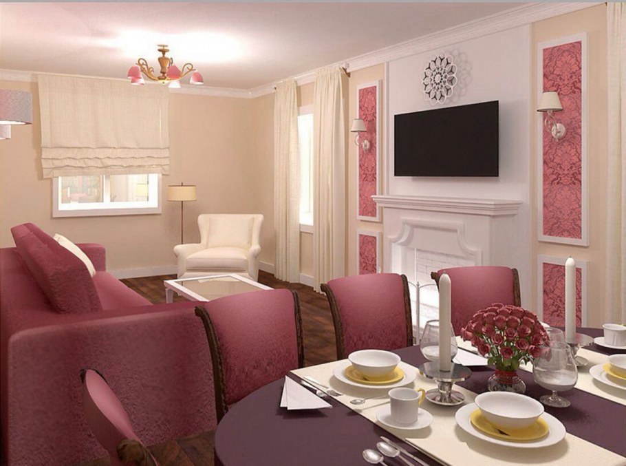 Гостиная в красных тонах