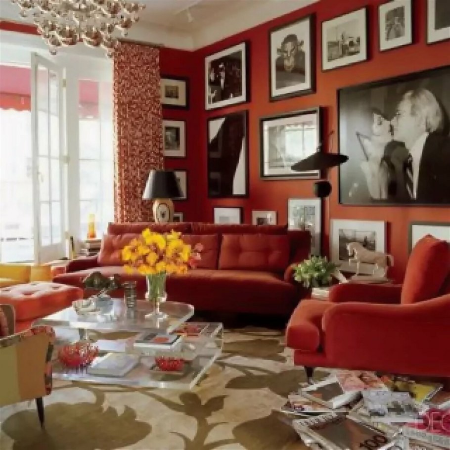 Интерьер в бордовых тонах