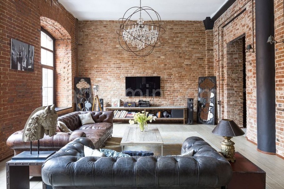 Стиль лофт красный кирпич
