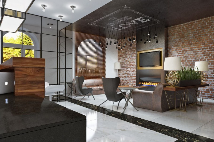 Зеркальная плитка в стиле лофт