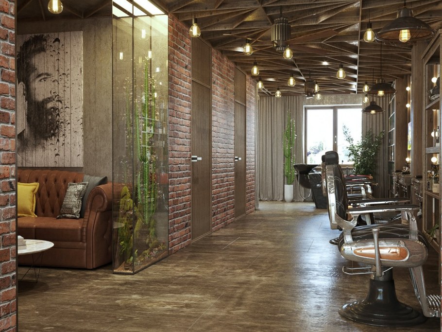 Интерьер салона красоты в стиле лофт