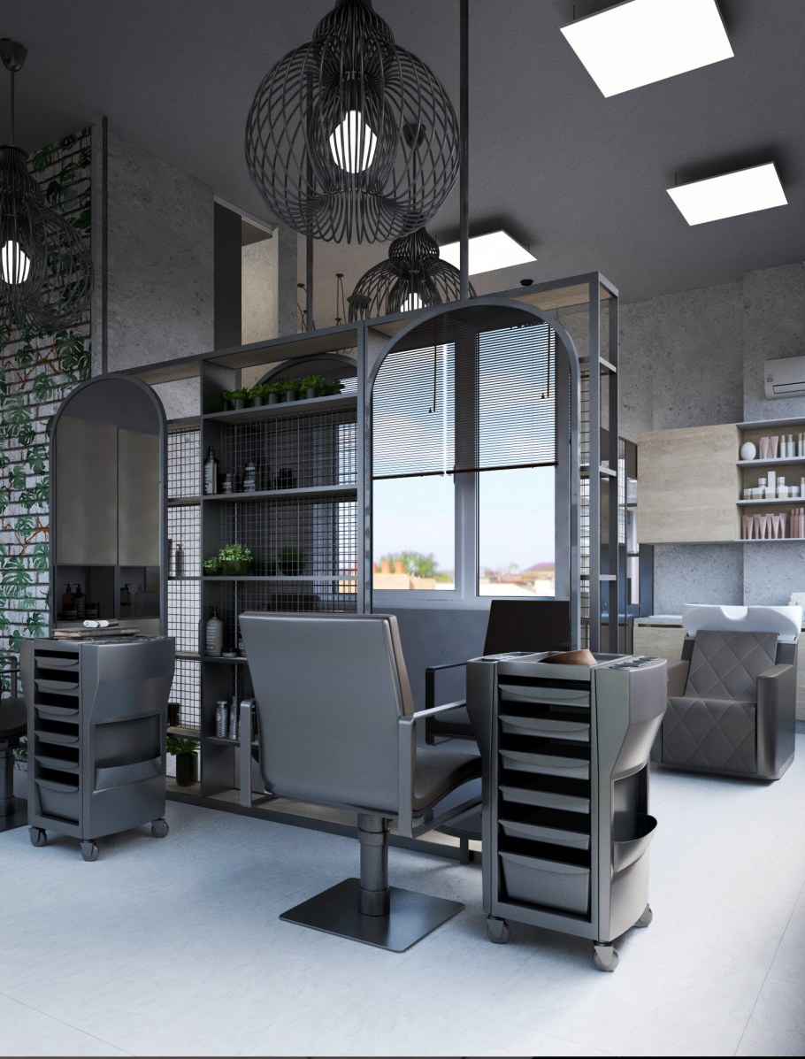 Интерьер салона красоты в стиле лофт