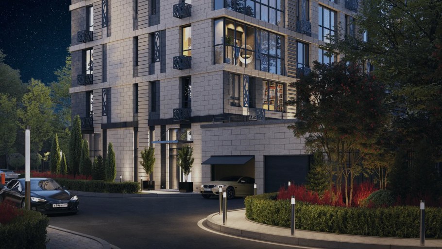 Кухня студия с панорамными окнами