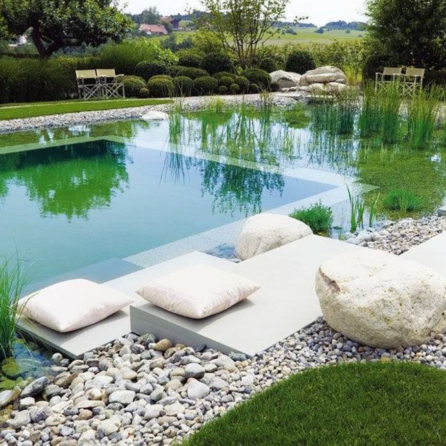 Плавательный пруд с биоплато