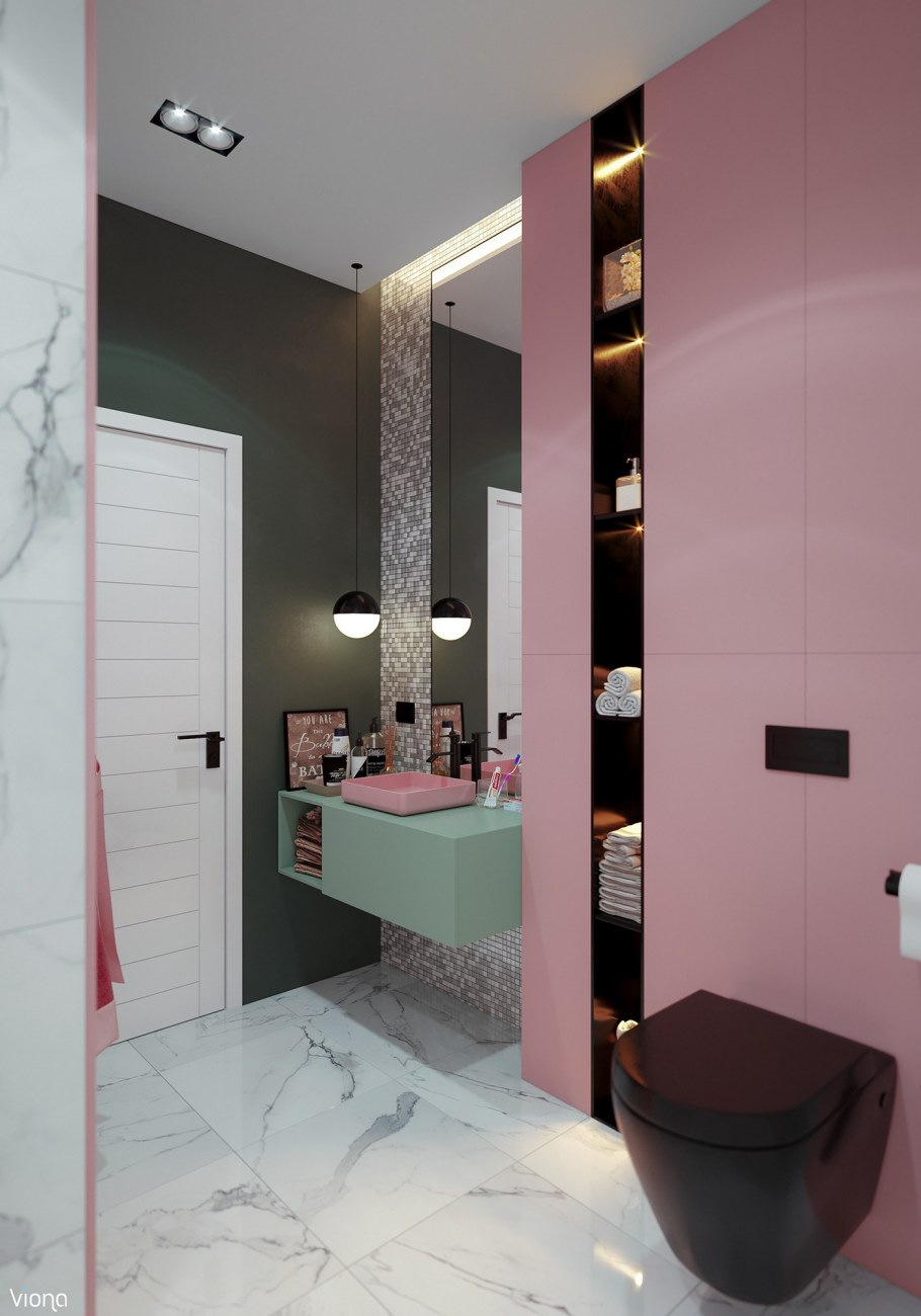 Стильное сочетание цветов в интерьере ванной