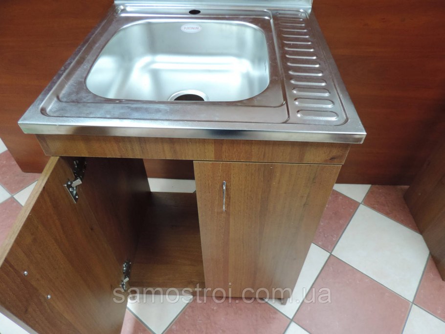 Кухонная мойка 60х60 накладная с тумбой