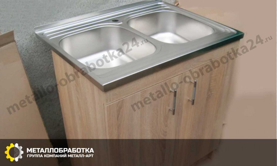 Кухонная мойка с тумбой 80 х 60 см сонома двойная Люкс