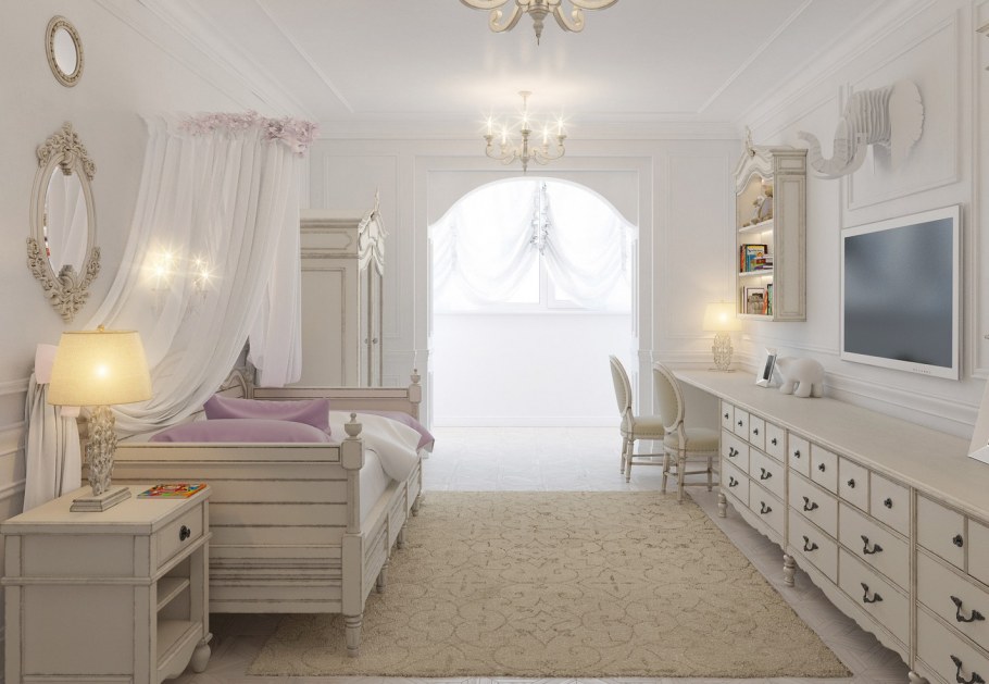 Комната для девочки классика светлая