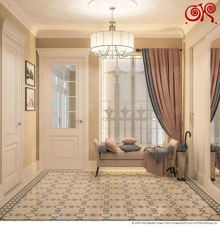 Интерьер прихожей в частном доме с окном